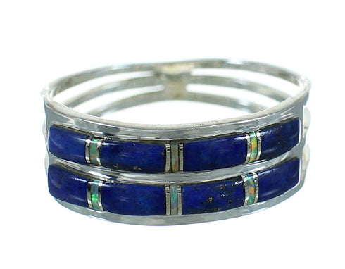 Lapis And Opal Authentic Sterling Silver Southwestern Ring Size 6-1/2 AX89958
